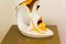 Italian Heron Figure in White and Gold Lacquered Ceramic from Ahury, 1970s 9