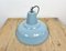 Industrial Light Blue Factory Pendant Lamp, 1970s 8