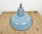 Lámpara colgante de fábrica industrial en azul claro, años 70, Imagen 10