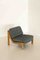 Easy Chair in Wood & Blue Fabric, 1970s, Image 1