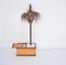 Tall Italian Hollywood Regency Palm-Shaped Lamp in Brass and Wood with Cabinet, 1970s, Image 4