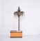 Tall Italian Hollywood Regency Palm-Shaped Lamp in Brass and Wood with Cabinet, 1970s 2