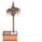 Tall Italian Hollywood Regency Palm-Shaped Lamp in Brass and Wood with Cabinet, 1970s 1