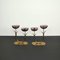 Purple Fower Glass and Brass Candleholders attributed to Gunnar Ander for Ystad-Metall, 1950s, Set of 2 2