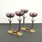 Purple Fower Glass and Brass Candleholders attributed to Gunnar Ander for Ystad-Metall, 1950s, Set of 2 4
