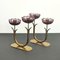 Purple Fower Glass and Brass Candleholders attributed to Gunnar Ander for Ystad-Metall, 1950s, Set of 2, Image 4