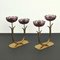 Purple Fower Glass and Brass Candleholders attributed to Gunnar Ander for Ystad-Metall, 1950s, Set of 2, Image 5