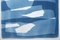 Kind of Cyan, Layered Torn Paper Diptych in White & Blue, 2022, Monotype, Image 8