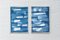 Kind of Cyan, Layered Torn Paper Diptych in White & Blue, 2022, Monotype, Image 7