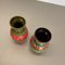 Multi-Color Fat Lava Op Art Pottery Vase attributed to Bay Ceramics, Germany, 1970s, Set of 2 12