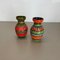 Multi-Color Fat Lava Op Art Pottery Vase attributed to Bay Ceramics, Germany, 1970s, Set of 2 3