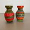 Multi-Color Fat Lava Op Art Pottery Vase attributed to Bay Ceramics, Germany, 1970s, Set of 2, Image 13