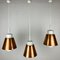Glass and Copper P100 Pendant Lights by Staff, Set of 3 1