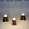 Glass and Copper P100 Pendant Lights by Staff, Set of 3 17