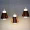 Glass and Copper P100 Pendant Lights by Staff, Set of 3 11