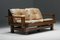 French Wooden 2-Seater with Leather Cushions, 1960s 2