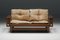 French Wooden 2-Seater with Leather Cushions, 1960s 3