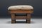 French Wooden Footstool with Leather Cushion, 1960s 4