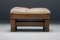 French Wooden Footstool with Leather Cushion, 1960s 3