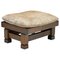 French Wooden Footstool with Leather Cushion, 1960s 1