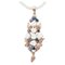 Rose Gold and Silver Pendant with White Coral, Blue and Yellow Sapphires and Diamonds, 1950s 1