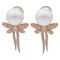 14 Karat Rose Gold Bow-Shaped Earrings with Pearls and Diamonds, 1970s, Set of 2 1