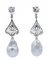 Boucles d'Oreilles en Or Blanc 18 Carats avec Perles Baroques Grises et Diamants, 1970s, Set de 2 3