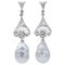 Boucles d'Oreilles en Or Blanc 18 Carats avec Perles Baroques Grises et Diamants, 1970s, Set de 2 1