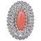 Ring aus Roségold und Silber mit Koralle und Diamanten, 1960er 1