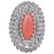 Rose Gold and Silver Ring with Coral and Diamonds, 1960s 1