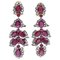 14 Karat Rose Gold and Silver Earrings with Rubies and Diamonds, Set of 2 1