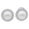18 Karat White Gold Stud Earrings with White Pearls and Diamonds, 1980s, Set of 2, Image 1
