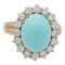 18 Karat Yellow Gold Ring with Turquoise and Diamonds, 1970s 1