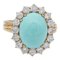 Bague en Or Jaune 18 Carats avec Turquoise et Diamants, 1970s 1