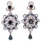 Rose Gold and Silver Earrings with Sapphires and Diamonds, 1980s, Set of 2, Image 1