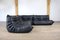 Groupe d'Assises Togo en Cuir Noir par Michel Ducaroy pour Ligne Roset, 1980s, Set de 3 6