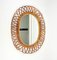 Mid-Century Rattan and Bamboo Oval Wall Mirror, Italy, 1960s 6