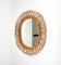 Mid-Century Rattan and Bamboo Oval Wall Mirror, Italy, 1960s 4
