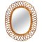 Mid-Century Rattan and Bamboo Oval Wall Mirror, Italy, 1960s 1