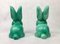 No. 1028 Green Glazed Rabbit from Sylvac, 1950s, Set of 2 7