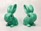 No. 1028 Green Glazed Rabbit from Sylvac, 1950s, Set of 2 3