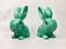 No. 1028 Green Glazed Rabbit from Sylvac, 1950s, Set of 2 2