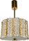 Lámpara colgante austriaca de cristal de Murano bañado en oro de Kalmar, años 60, Imagen 1