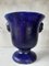 Antike blau emaillierte Vase aus Gusseisen 3