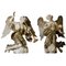 Anges ou Putti Décorés Polychromes, Fin 17ème Siècle, Bois Sculpté et Peint, Set de 2 1