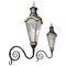 Large Dutch Copper Wall Lanterns with Wrought Iron Arms, Set of 2 1