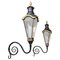Large Dutch Copper Wall Lanterns with Wrought Iron Arms, Set of 2, Image 1