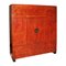 19th Century Chinese Red Lacquered Elm Wedding Cabinet 1