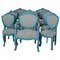 Dining Chairs with Azure Blue Patina, Set of 6 1