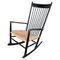 Rocking Chair Modèle J16 en Hêtre Peint avec Assise en Corde de Papier Tissée attribuée à Hans J. Wegner pour FDB, 1961 1